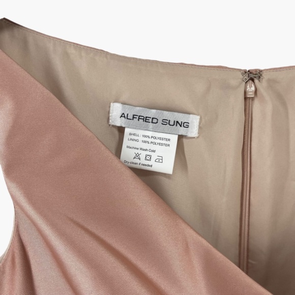 Alfred Sung Off the Shoulder Satin Maxi Dress in Toasted Sugar Pink - Picture 5 of 9